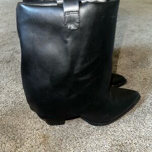 Black Leather Knee-High Boots